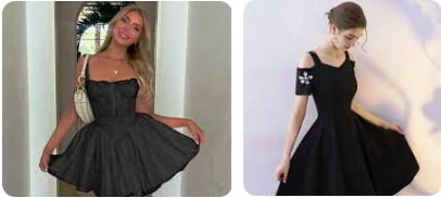 party black short dress styles by two different models