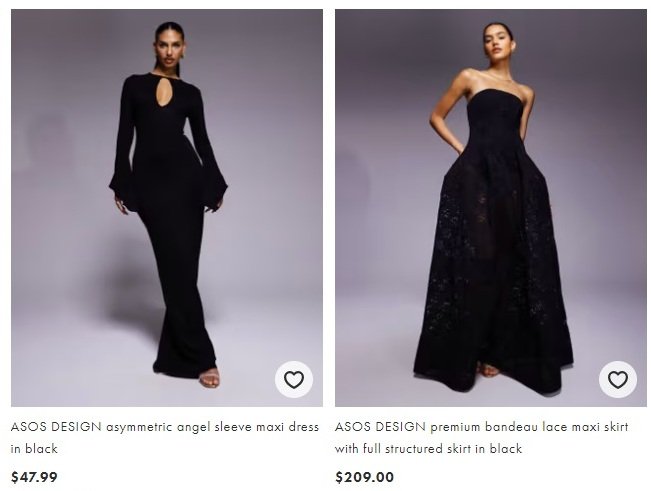 ASOS, budget ranges