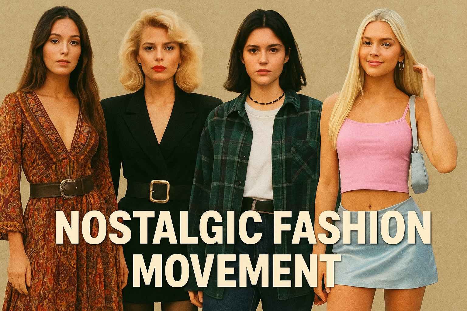 Nostalgic fashion movements from the 70s to Y2K showing vintage revival trends.
