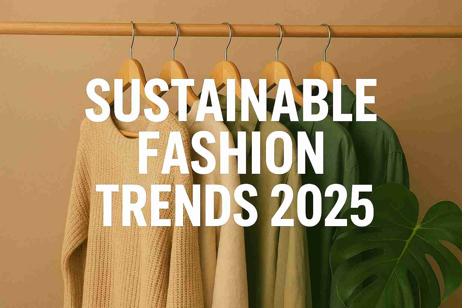 Sustainable fashion trends 2025 featuring eco-friendly clothing in neutral and green tones symbolizing ethical and circular fashion innovation.